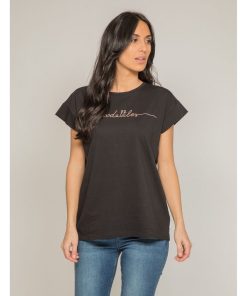 T-shirt col rond message FIBES - Noir