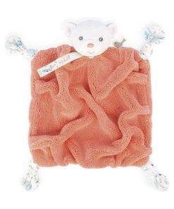 Doudou Attache Sucette Doudou Plat Plume Ourson Corail (20 Cm) - Orange