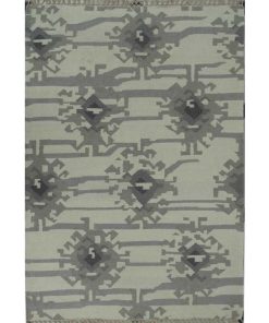 Tapis kilim 125x185 KMESAR Gris fait main en laine Certification care and Fair idéal pour Salon - Gris