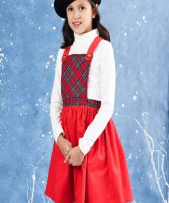 Robe de Noël Fille Velours Tartan Rouge CHRISTMAS - 'LA FAUTE A VOLTAIRE' - Rouge