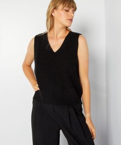 Pull sans manches à col V 'JDY' - noir