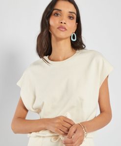 T-shirt en jersey cropped - Beige