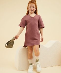 Robe en molleton uni - rose brun