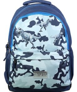 BAGTROTTER Sac à dos 2 compartiments Phileas Dinosaures Bleu - Système Smart Comfort - Bleu