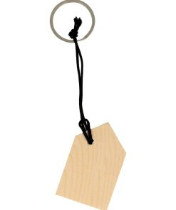 3 petits porte-clés maison en bois - Beige