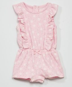 Barboteuse en jersey smockée - Rose
