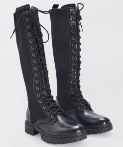Bottes hautes avec lacets - noir