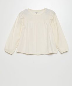 T-shirt en jersey à manches longues - Beige
