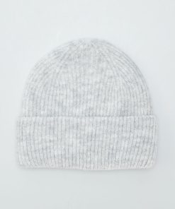 Bonnet en maille tricot chinée - Gris