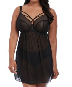 Nuisette grande taille avec soutien-gorge Sachi - Noir