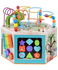 Grand Cube D’Activité En Bois 7 En 1 Jeu D’ Éveil 1 An Premier Âge Éducatif Apprentissage - Multicolore