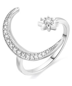 Bague Meral,en zircone brillante, rhodiée - Multicolore