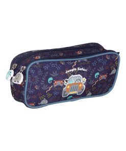 FOURRE-TOUT DOUBLE COMPARTIMENT KIP JUNGLE - Bleu marine