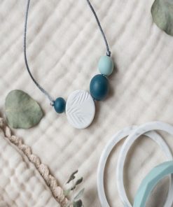 Collier d'allaitement Palm Sunrise Mint et Blanc - Blanc Vert Bleu