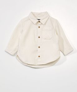 Chemise unie en velours - blanc