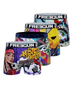 Lot de 4 Boxers garçon Street Art Freegun - Jaune