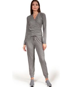Ensemble Homewear T-shirt cache-coeur et pantalon jogger Gris chiné - Gris