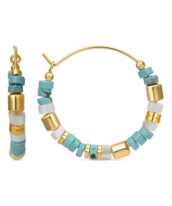 Boucles d'oreilles, Ihun en argent 925 et Turquoise plaqué or jaune 18 K - Bleu