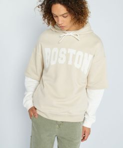 Sweat à capuche 'Boston' en molleton - blanc