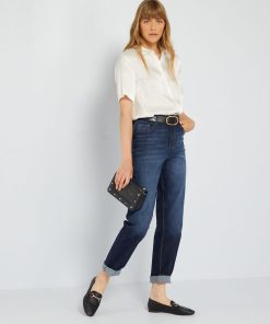 Chemise satinée manches courtes - blanc