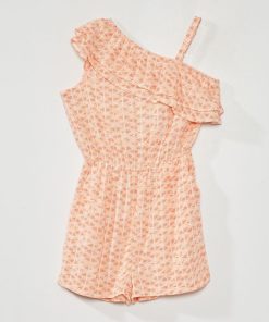 Combinaison short avec imprimé - Blanc/orange