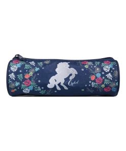 BAGTROTTER Trousse scolaire ronde Cybel Cheval Licorne Bleue - Bleu