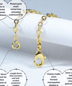 Chaîne plaquée or - Maille 2mm - Jaune