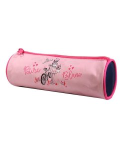 BAGTROTTER Trousse scolaire ronde Poivre Blanc Rose - Rose