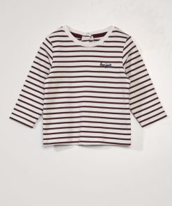T-shirt esprit marinière - Blanc/rouge