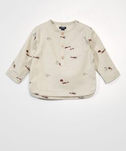 Chemise en flanelle avec imprimé animaux - Beige