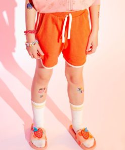 Short en maille gaufrée - rouge corail