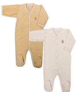 Eveil Et Nature Lot De 2 Dors-bien Velours Coton Bio - Ecru