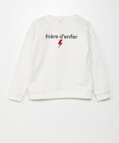Sweat en molleton avec imprimé - Blanc
