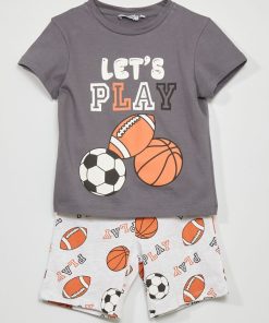 Ensemble pyjama t-shirt + short - 2 pièces - Gris