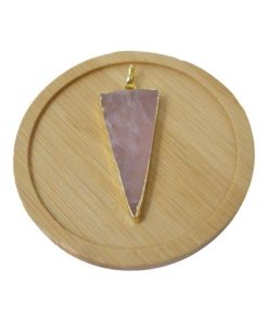Pendentif Triangle Quartz Rose Plaqué Or - Pierres naturelles - - Rose