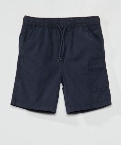 Bermuda uni à taille élastiquée - bleu marine