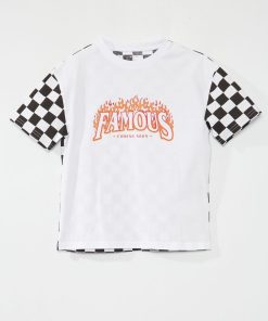 T-shirt manches courtes 'racing' - Blanc