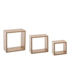 Kit de 3 étagères murales Cube chêne naturel - Marron