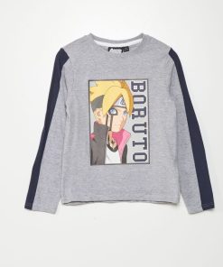T-shirt 'Naruto' manches longues - Gris