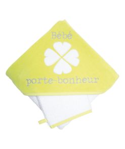 Cape de bain épaisse en éponge 80x80 cm - Bébé porte-bonheur - Vert