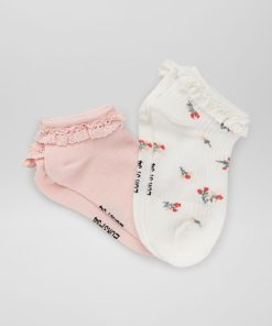 Lot de 2 paires de socquettes - Rose blanc