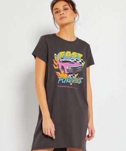 Chemise de nuit 'Fast and Furious' - Gris