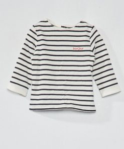T-shirt à manches longues avec imprimé - Bleu