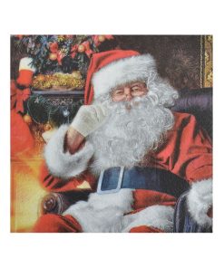 Lot de 20 serviettes en papier Pere noel dans son fauteuil - Beige