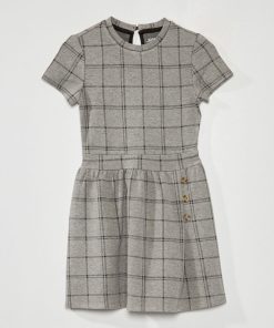 Robe en maille milano à 'rayures' - Gris