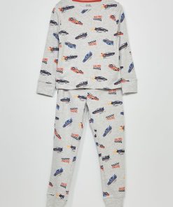 Pyjama long imprimé all over - Gris