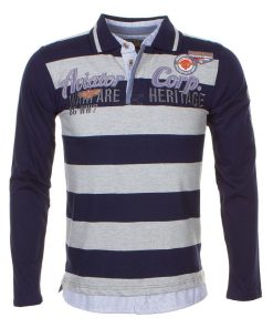 Polo manches longues garçon ECHAGOR - Noir Bleu marine Gris