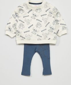 Ensemble 'Stitch' sweat + pantalon - 2 pièces - Vert/blanc