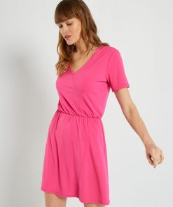 Robe fluide à manches courtes - rose indien