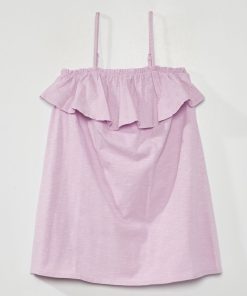 Robe volantée avec broderie - Mauve